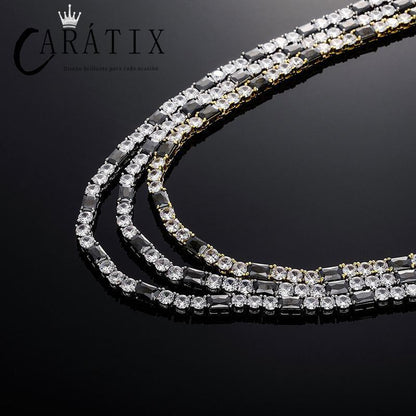 CARÁTIX Black Zircon Tennis Bracelet | 5A+ CZ Iced Out Hip Hop Chain for Men (7"-22") - CaratixJewelry