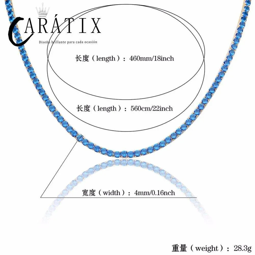 CARÁTIX Blue & Red CZ Tennis Chain | Iced Out Hip Hop Necklace for Men & Women - CaratixJewelry
