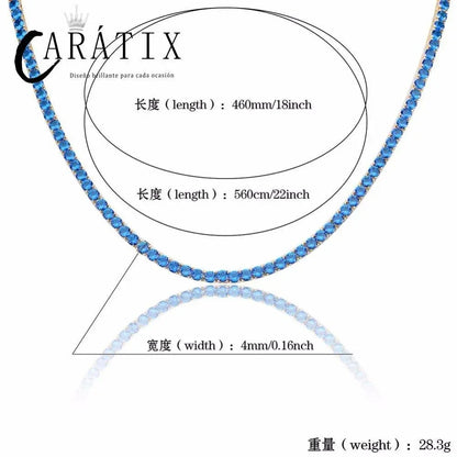 CARÁTIX Blue & Red CZ Tennis Chain | Iced Out Hip Hop Necklace for Men & Women - CaratixJewelry