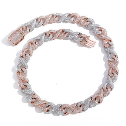 Blue & White Two Tone Cuban Chain | 5A+ CZ Iced Out Infinity - CaratixJewelry