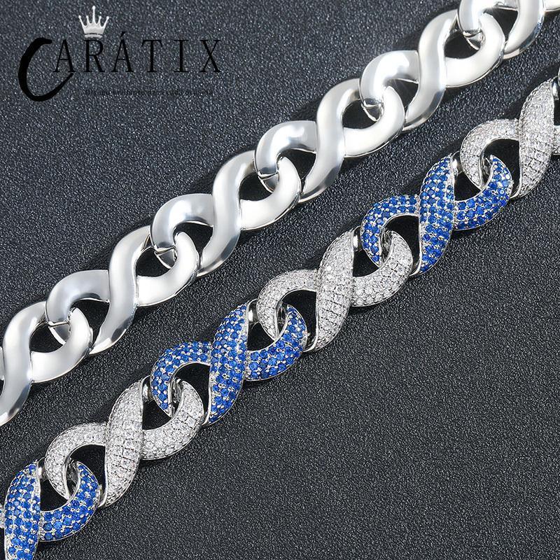 Blue & White Two Tone Cuban Chain | 5A+ CZ Iced Out Infinity - CaratixJewelry