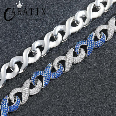 Blue & White Two Tone Cuban Chain | 5A+ CZ Iced Out Infinity - CaratixJewelry