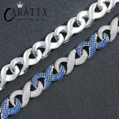 Blue & White Two Tone Cuban Chain | 5A+ CZ Iced Out Infinity - CaratixJewelry