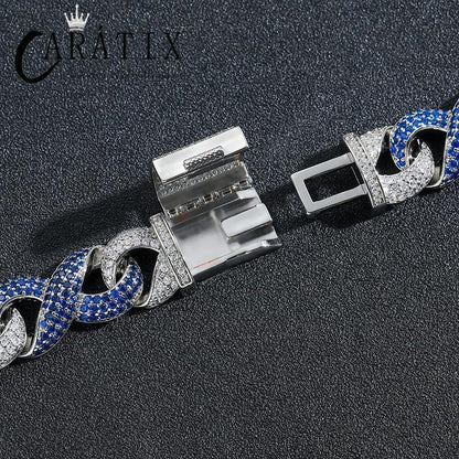 Blue & White Two Tone Cuban Chain | 5A+ CZ Iced Out Infinity - CaratixJewelry