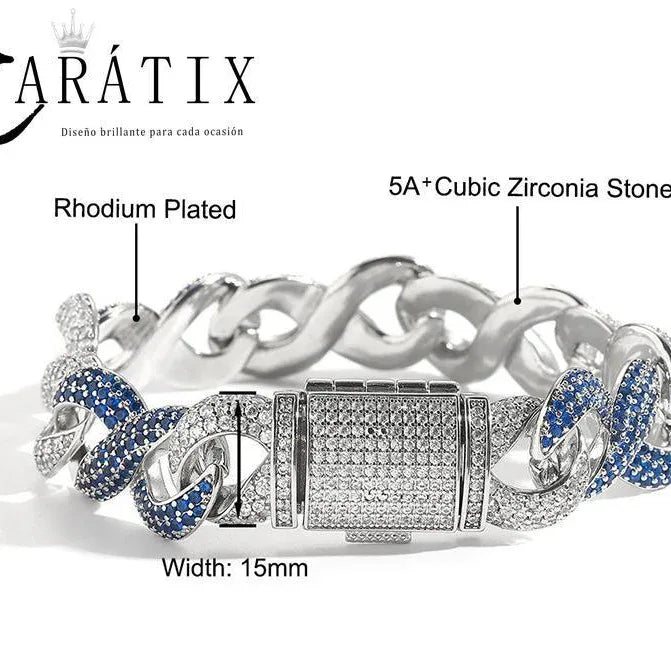 Blue & White Two Tone Cuban Chain | 5A+ CZ Iced Out Infinity - CaratixJewelry