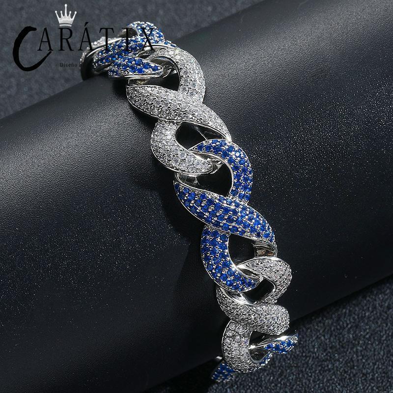 Blue & White Two Tone Cuban Chain | 5A+ CZ Iced Out Infinity - CaratixJewelry