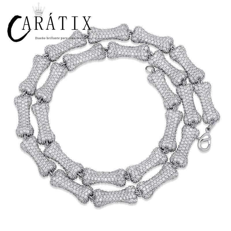 CARÁTIX Bone Link Chain | Full AAA CZ Iced Out Hip Hop Necklace for Men & Women - CaratixJewelry