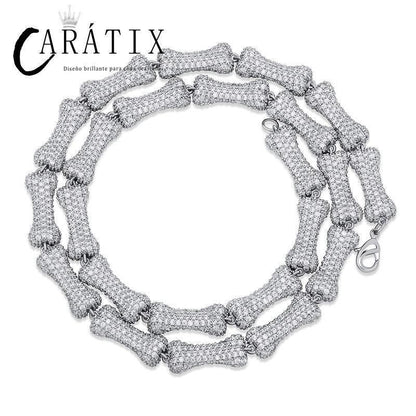 CARÁTIX Bone Link Chain | Full AAA CZ Iced Out Hip Hop Necklace for Men & Women - CaratixJewelry