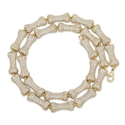 CARÁTIX Bone Link Chain | Full AAA CZ Iced Out Hip Hop Necklace for Men & Women - CaratixJewelry