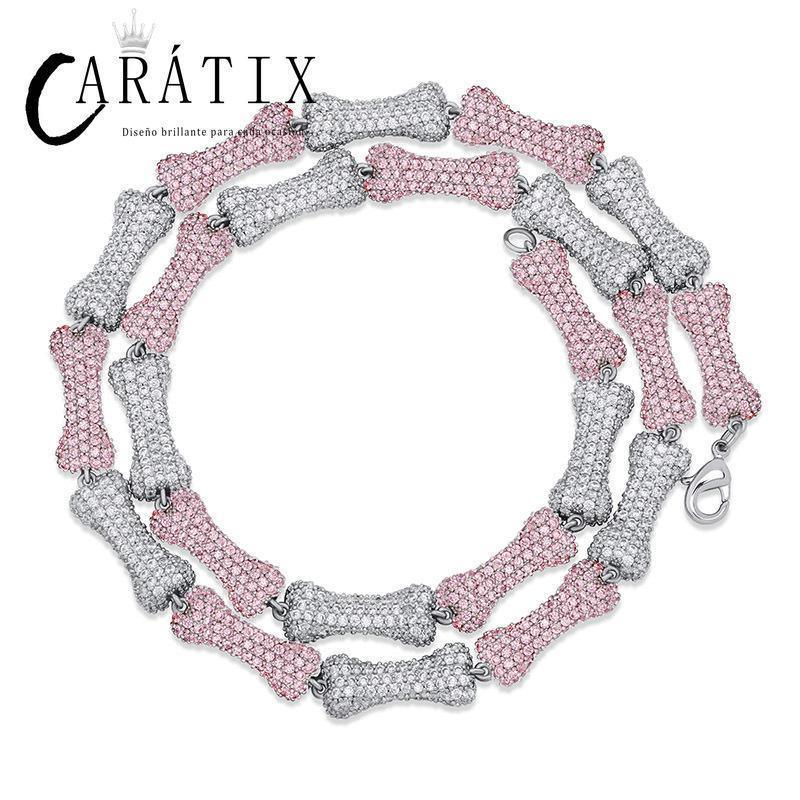 CARÁTIX Bone Link Chain | Full AAA CZ Iced Out Hip Hop Necklace for Men & Women - CaratixJewelry