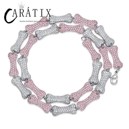 CARÁTIX Bone Link Chain | Full AAA CZ Iced Out Hip Hop Necklace for Men & Women - CaratixJewelry