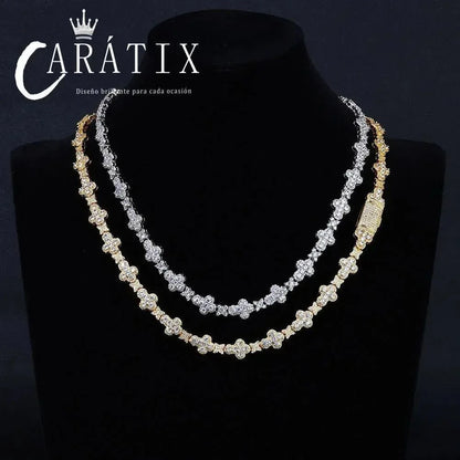 CARÁTIX Brass Zircon Cross Necklace – Iced Out CZ Bling Chain Jewelry for Women | Hip Hop Fashion Gift - CaratixJewelry