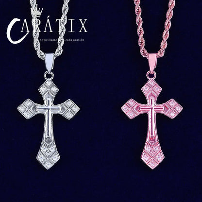 Bubble Letter Arrow Cross Pendant Necklace - CaratixJewelry