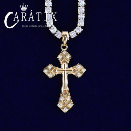 Bubble Letter Arrow Cross Pendant Necklace - CaratixJewelry