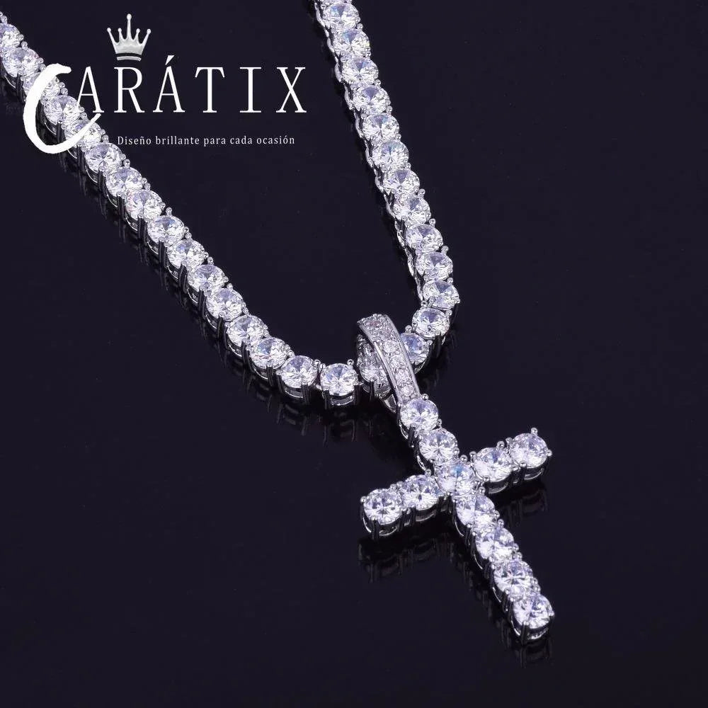 CARÁTIX Bubble Letter Cross Pendant Necklace - CaratixJewelry