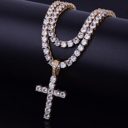 CARÁTIX Bubble Letter Cross Pendant Necklace - CaratixJewelry
