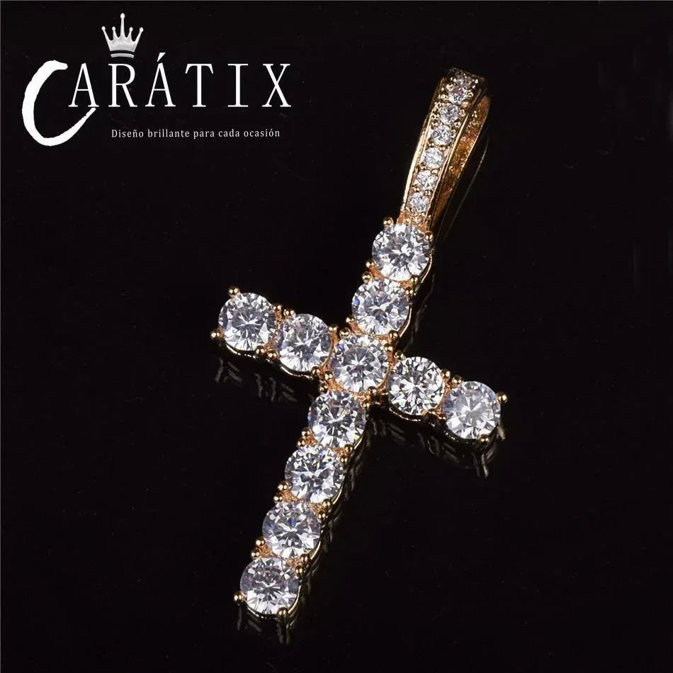 CARÁTIX Bubble Letter Cross Pendant Necklace - CaratixJewelry
