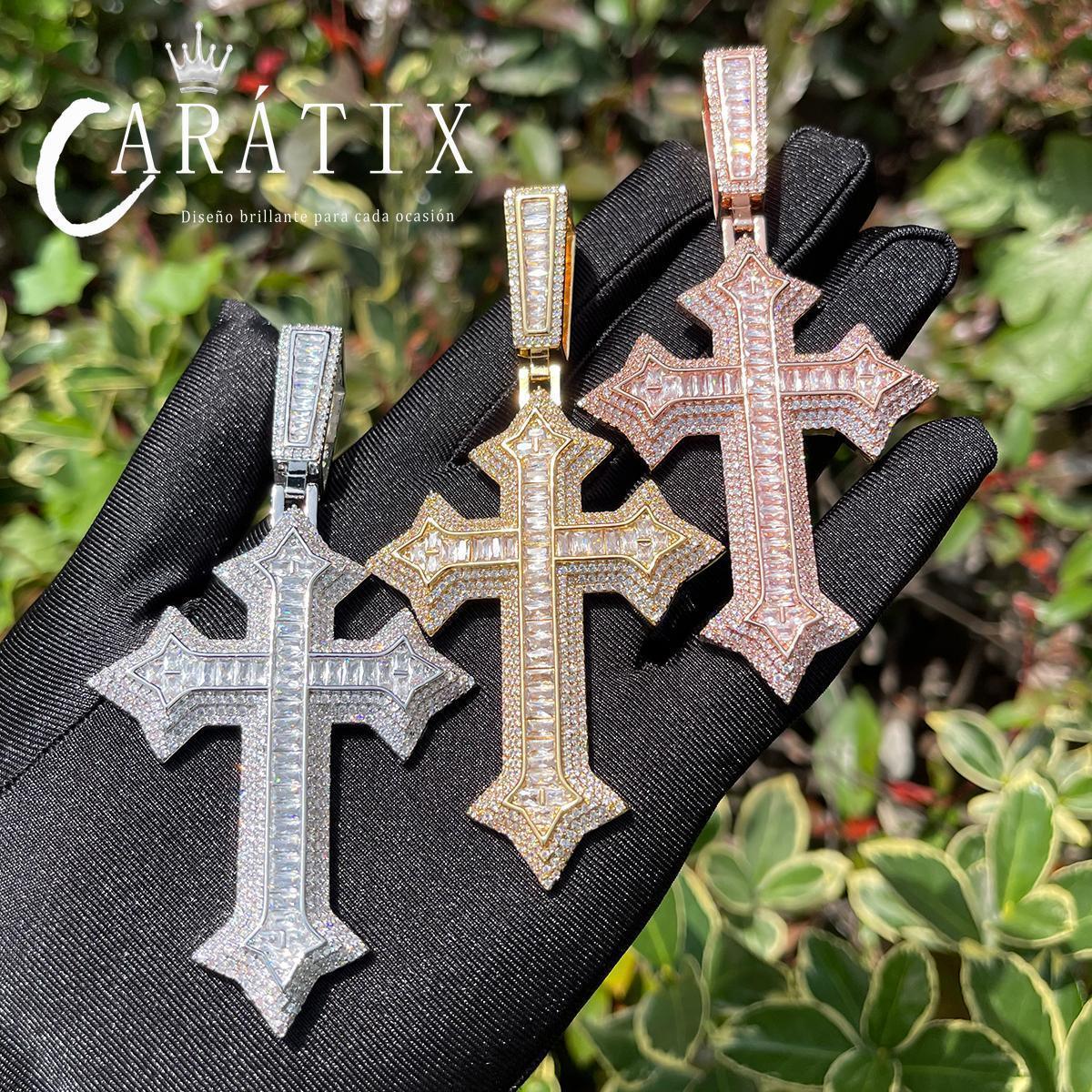 CARÁTIX Bubble Letter Iced Out Cross Necklace – Copper - CaratixJewelry