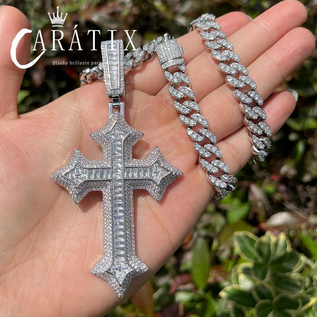 CARÁTIX Bubble Letter Iced Out Cross Necklace – Copper - CaratixJewelry