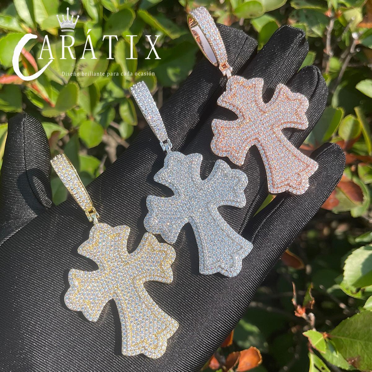CARÁTIX Bubble Letter Iced Out Cross Pendant Necklace – CZ - CaratixJewelry