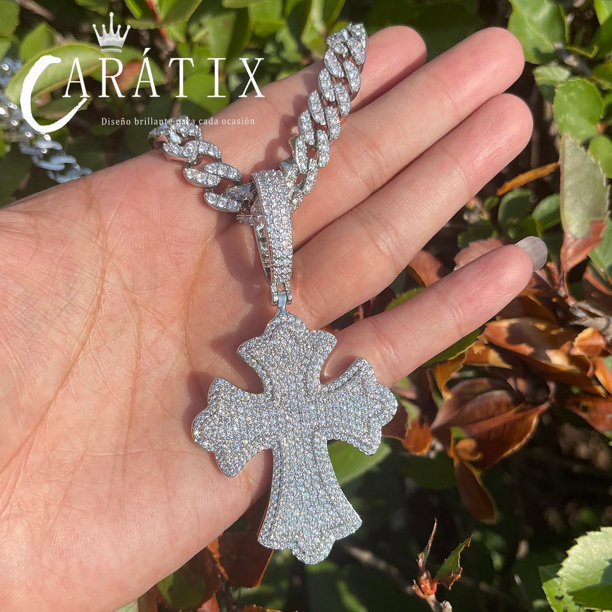 CARÁTIX Bubble Letter Iced Out Cross Pendant Necklace – CZ - CaratixJewelry