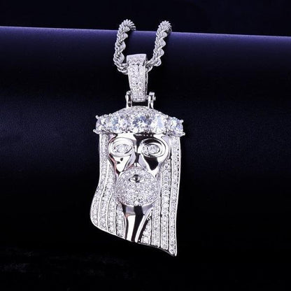 CARÁTIX Bubble Letter Iced Out Jesus Head Pendant Necklace – Golden Bling Cubic Zircon Hip Hop Jewelry for Men, Women, & Boys | Perfect Valentine's Day & Mother's Day Gift - CaratixJewelry