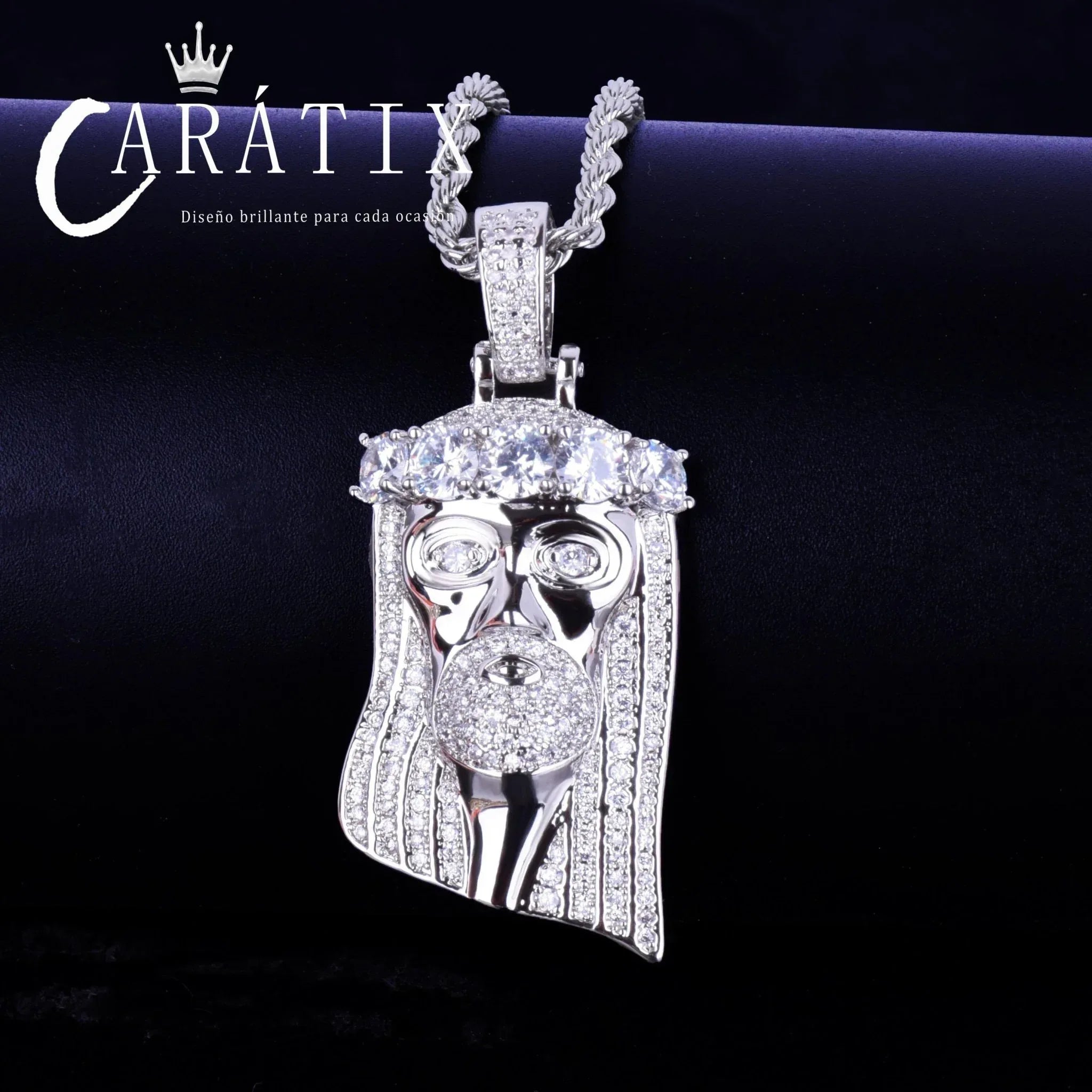 CARÁTIX Bubble Letter Iced Out Jesus Head Pendant Necklace – Golden Bling Cubic Zircon Hip Hop Jewelry for Men, Women, & Boys | Perfect Valentine's Day & Mother's Day Gift - CaratixJewelry