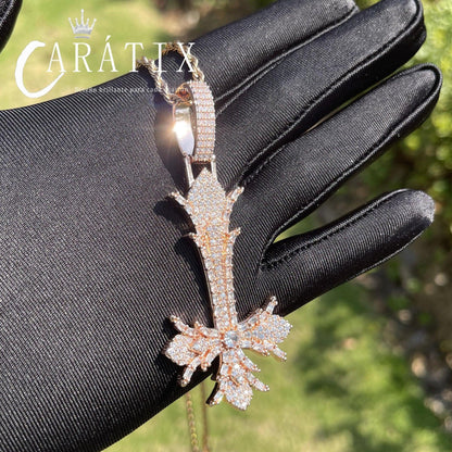 Bubble Letter Upside Down Cross Pendant Necklace – Copper - CaratixJewelry