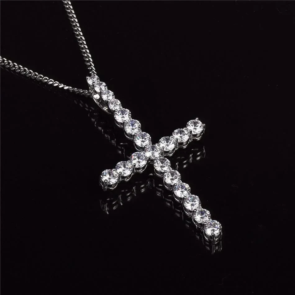 Bubble Letter Zircon Cross Pendant Necklace – Golden Copper - CaratixJewelry