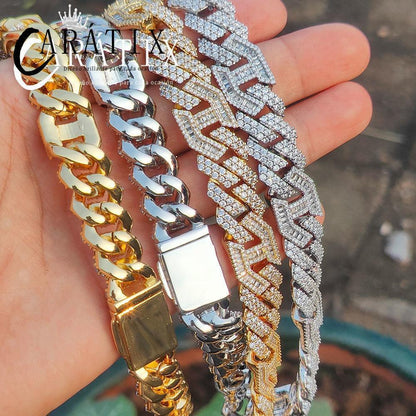 CARÁTIX Chunky Rhombus Cuban Link Chain Necklace – Micro Pave Iced Out Zircon Pig Nose Hip Hop Jewelry for Men & Women | Gift - CaratixJewelry
