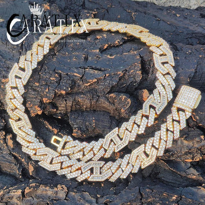 CARÁTIX Chunky Rhombus Cuban Link Chain Necklace – Micro Pave Iced Out Zircon Pig Nose Hip Hop Jewelry for Men & Women | Gift - CaratixJewelry