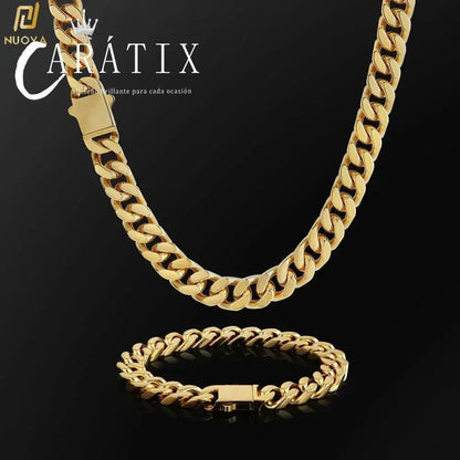 CARÁTIX Chunky Stainless Steel Miami Flat Curb Cuban Link Chain Necklace – High Polished Men’s Jewelry - CaratixJewelry