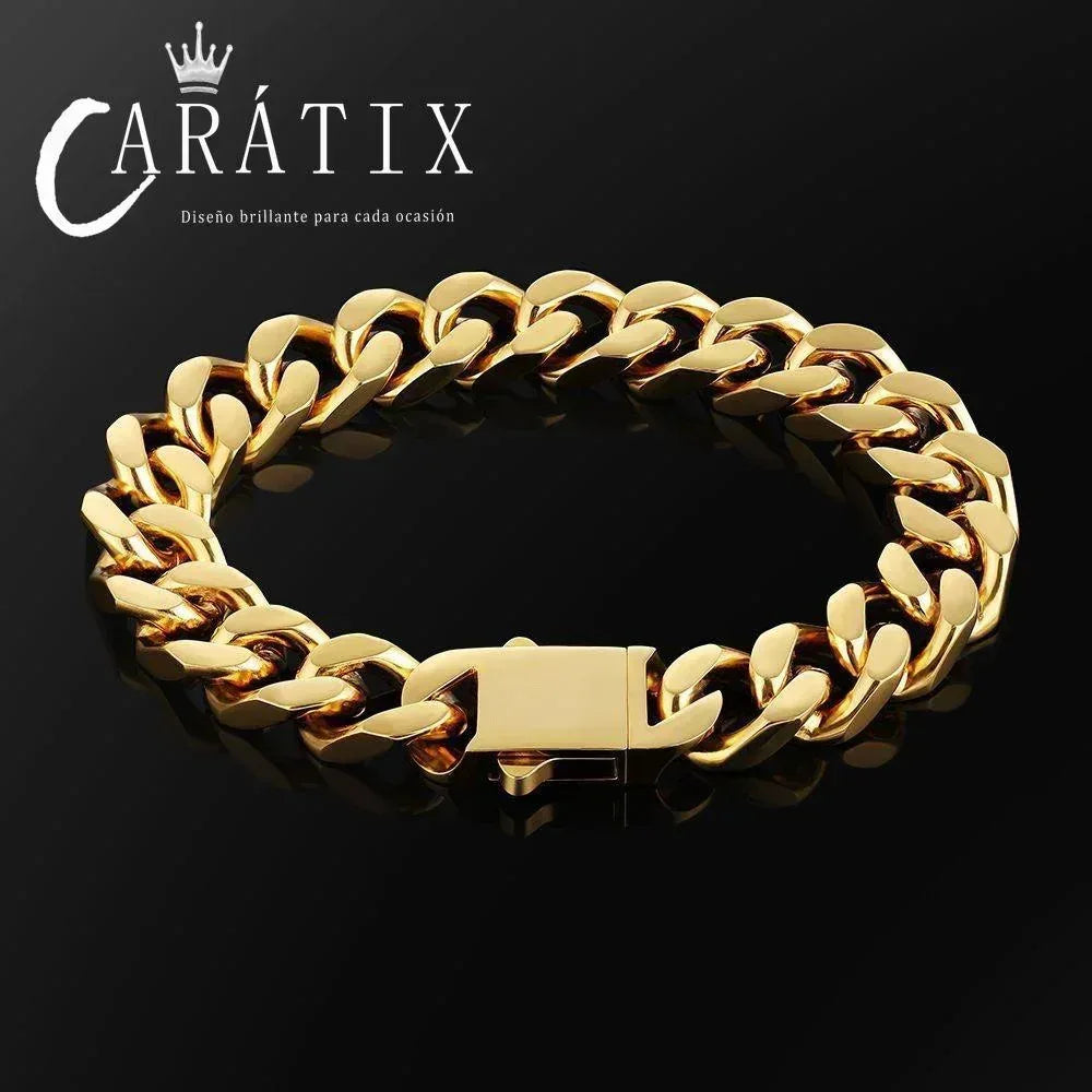 CARÁTIX Chunky Stainless Steel Miami Flat Curb Cuban Link Chain Necklace – High Polished Men’s Jewelry - CaratixJewelry