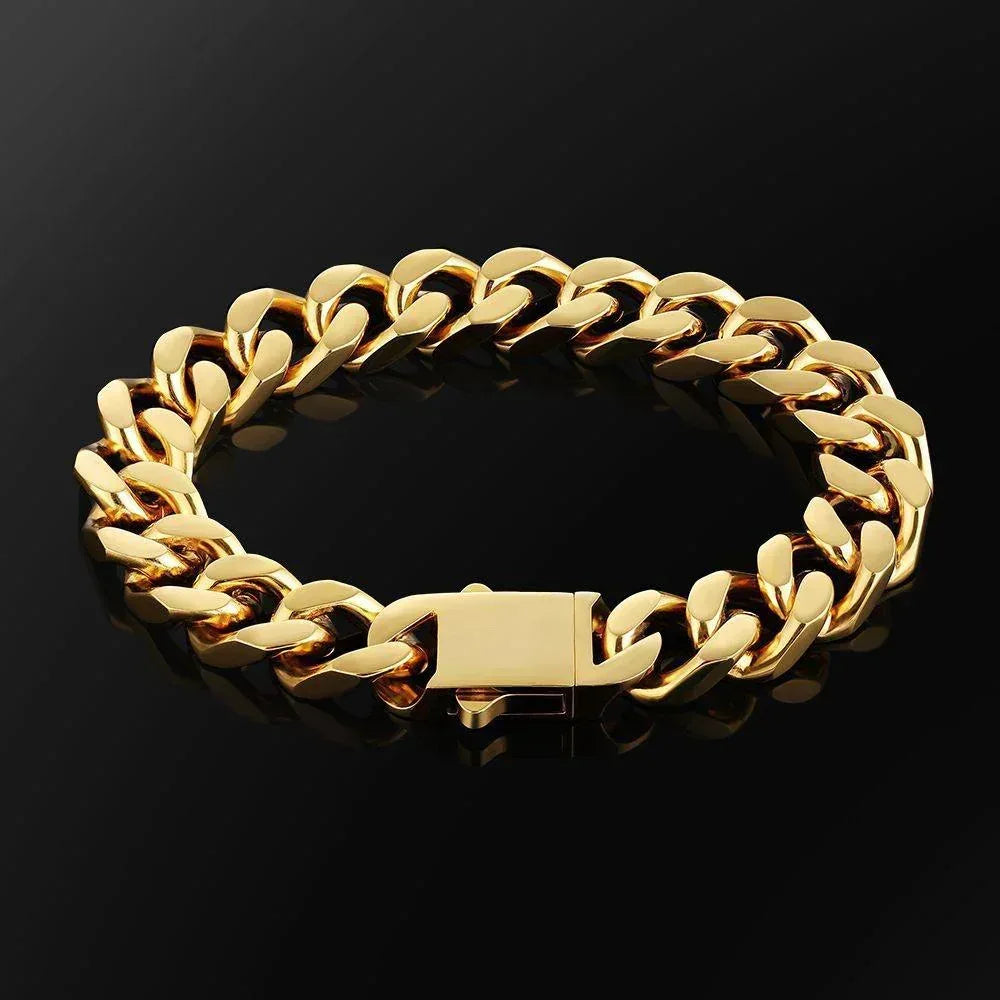 CARÁTIX Chunky Stainless Steel Miami Flat Curb Cuban Link Chain Necklace – High Polished Men’s Jewelry - CaratixJewelry