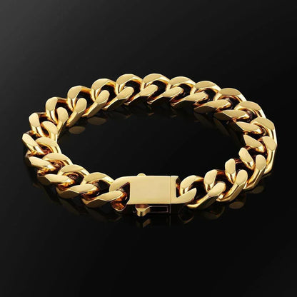 CARÁTIX Chunky Stainless Steel Miami Flat Curb Cuban Link Chain Necklace – High Polished Men’s Jewelry - CaratixJewelry