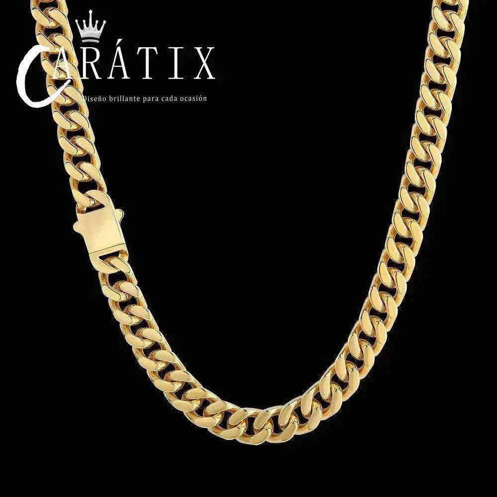 CARÁTIX Chunky Stainless Steel Miami Flat Curb Cuban Link Chain Necklace – High Polished Men’s Jewelry - CaratixJewelry