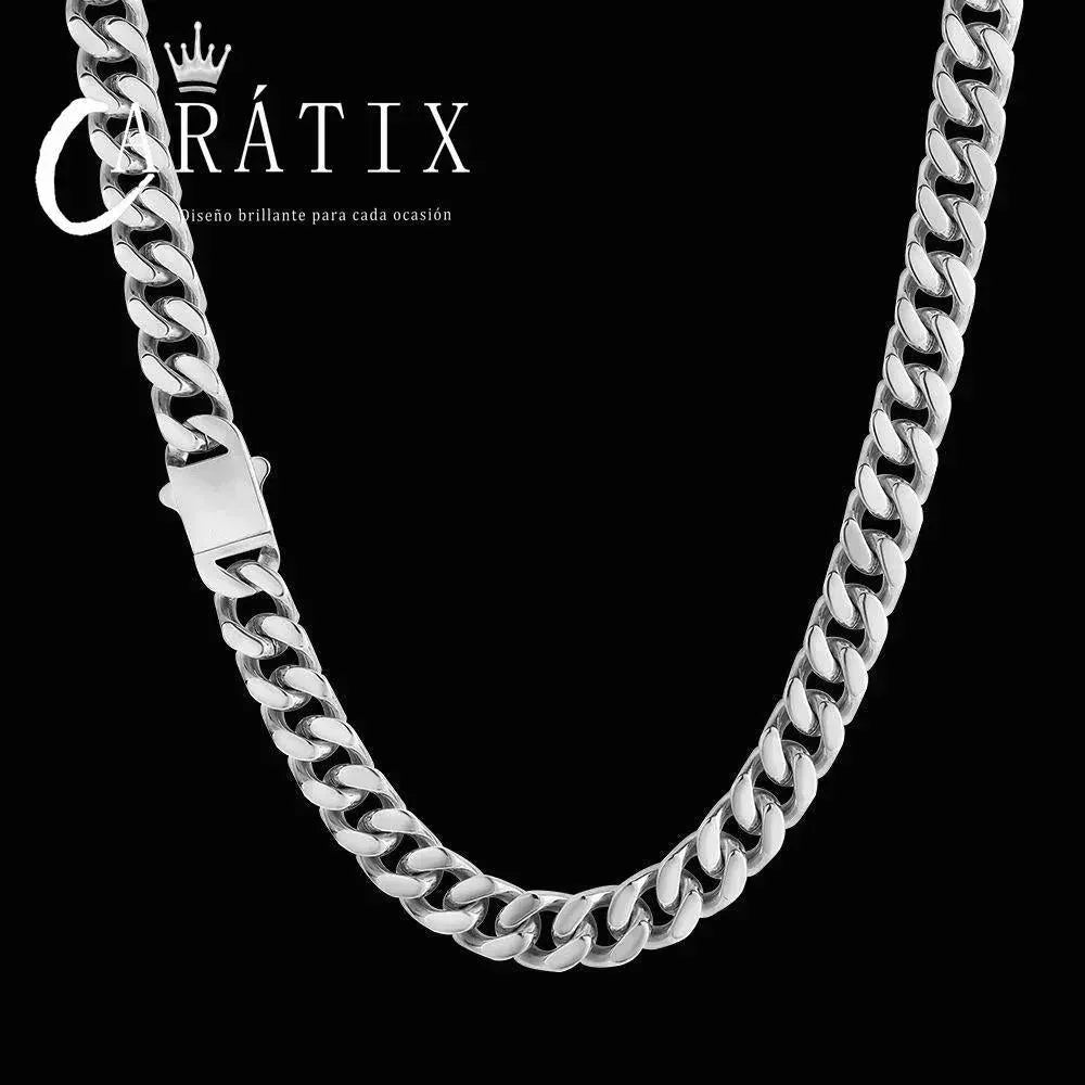 CARÁTIX Chunky Stainless Steel Miami Flat Curb Cuban Link Chain Necklace – High Polished Men’s Jewelry - CaratixJewelry