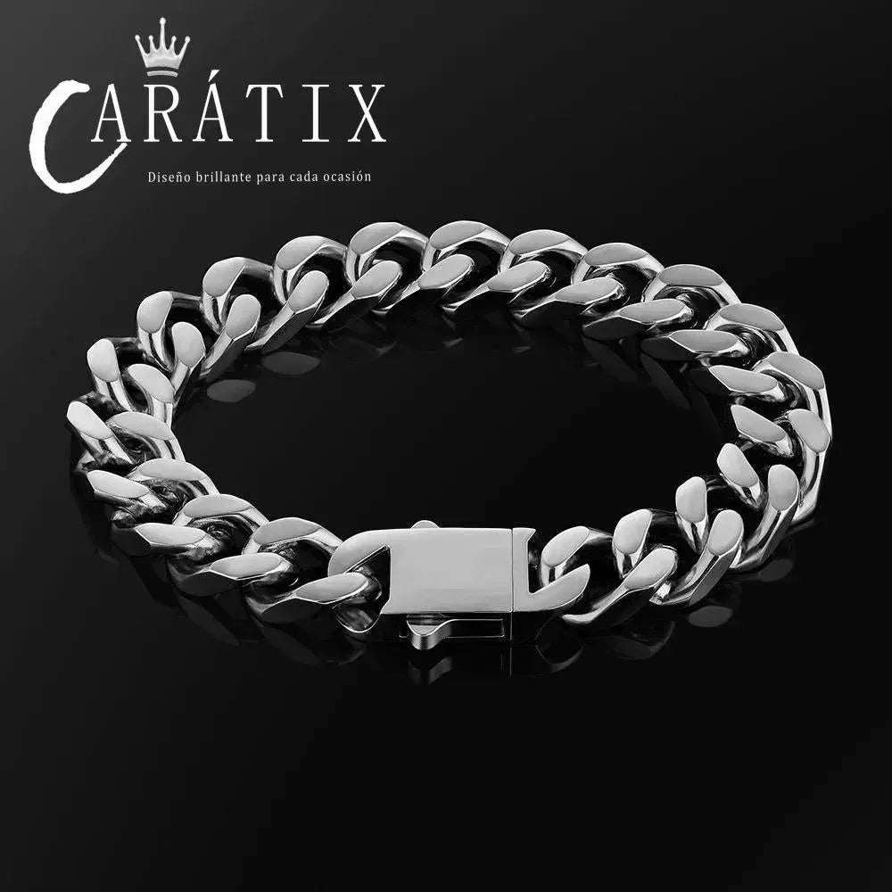 CARÁTIX Chunky Stainless Steel Miami Flat Curb Cuban Link Chain Necklace – High Polished Men’s Jewelry - CaratixJewelry