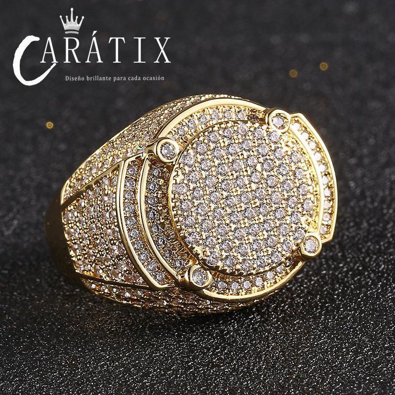 CARÁTIX Classic Big Zircon Ring | True Electroplated Micro-Studded Hip Hop Jewelry for Men - CaratixJewelry