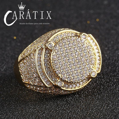CARÁTIX Classic Big Zircon Ring | True Electroplated Micro-Studded Hip Hop Jewelry for Men - CaratixJewelry