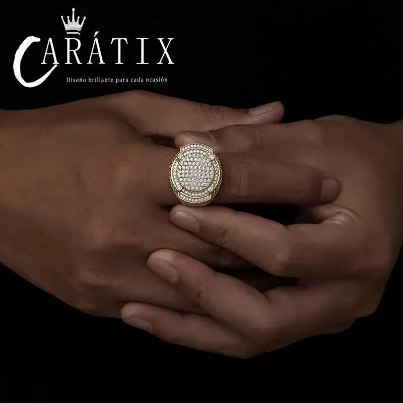 CARÁTIX Classic Big Zircon Ring | True Electroplated Micro-Studded Hip Hop Jewelry for Men - CaratixJewelry