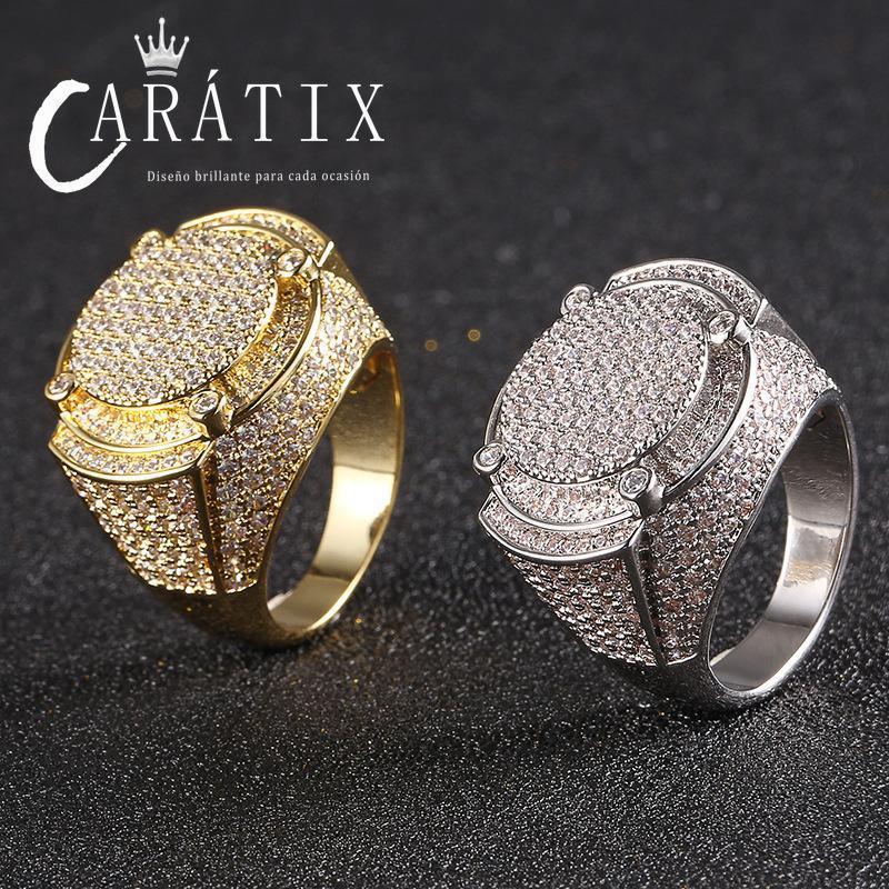 CARÁTIX Classic Big Zircon Ring | True Electroplated Micro-Studded Hip Hop Jewelry for Men - CaratixJewelry