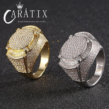 CARÁTIX Classic Big Zircon Ring | True Electroplated Micro-Studded Hip Hop Jewelry for Men - CaratixJewelry