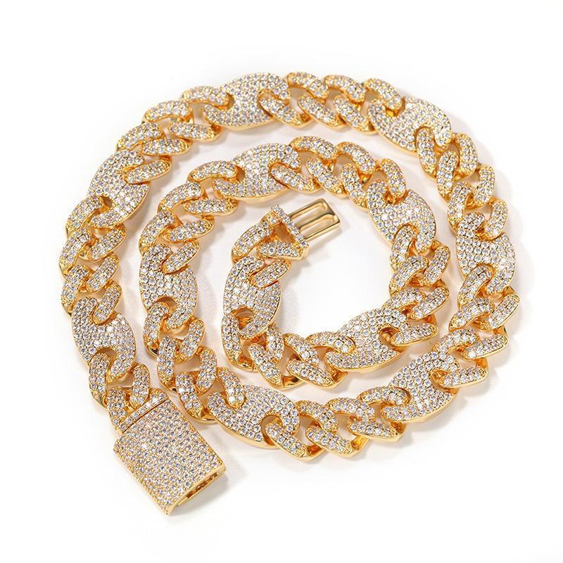 CARÁTIX Coffee Bean Cuban Link Chain Necklace – AAA CZ Iced Out Hip Hop Bling Jewelry for Men | Micro Paved Rapper Gift - CaratixJewelry