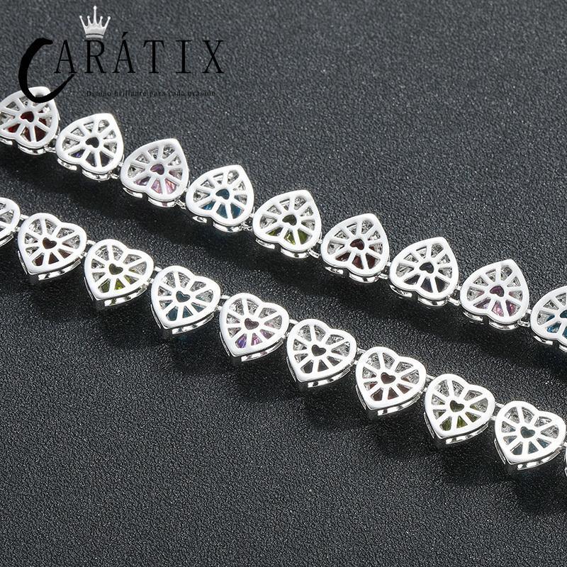 CARÁTIX Colorful Hearts Tennis Chain | CZ Iced Out Hip Hop Choker Necklace for Men & Women - CaratixJewelry