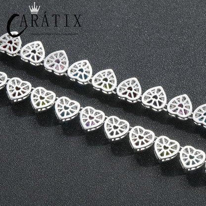 CARÁTIX Colorful Hearts Tennis Chain | CZ Iced Out Hip Hop Choker Necklace for Men & Women - CaratixJewelry
