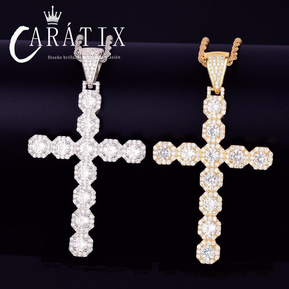 CARÁTIX Cross Pendant Necklace – Golden CZ Hip Hop Jewelry - CaratixJewelry