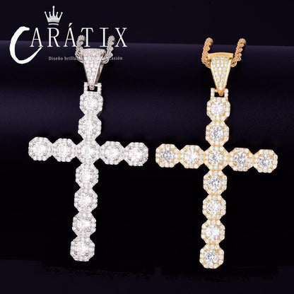 CARÁTIX Cross Pendant Necklace – Golden CZ Hip Hop Jewelry - CaratixJewelry