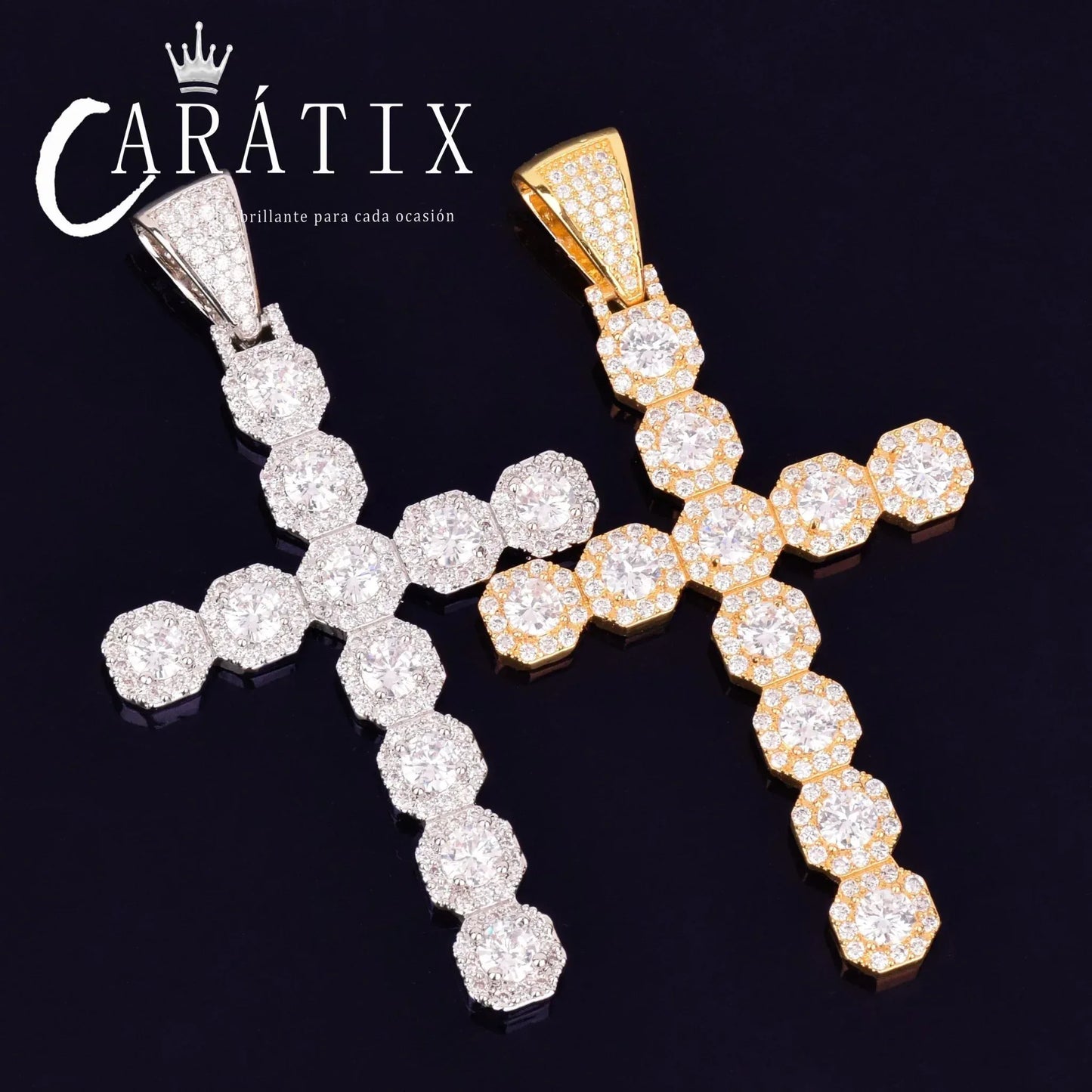 CARÁTIX Cross Pendant Necklace – Golden CZ Hip Hop Jewelry - CaratixJewelry