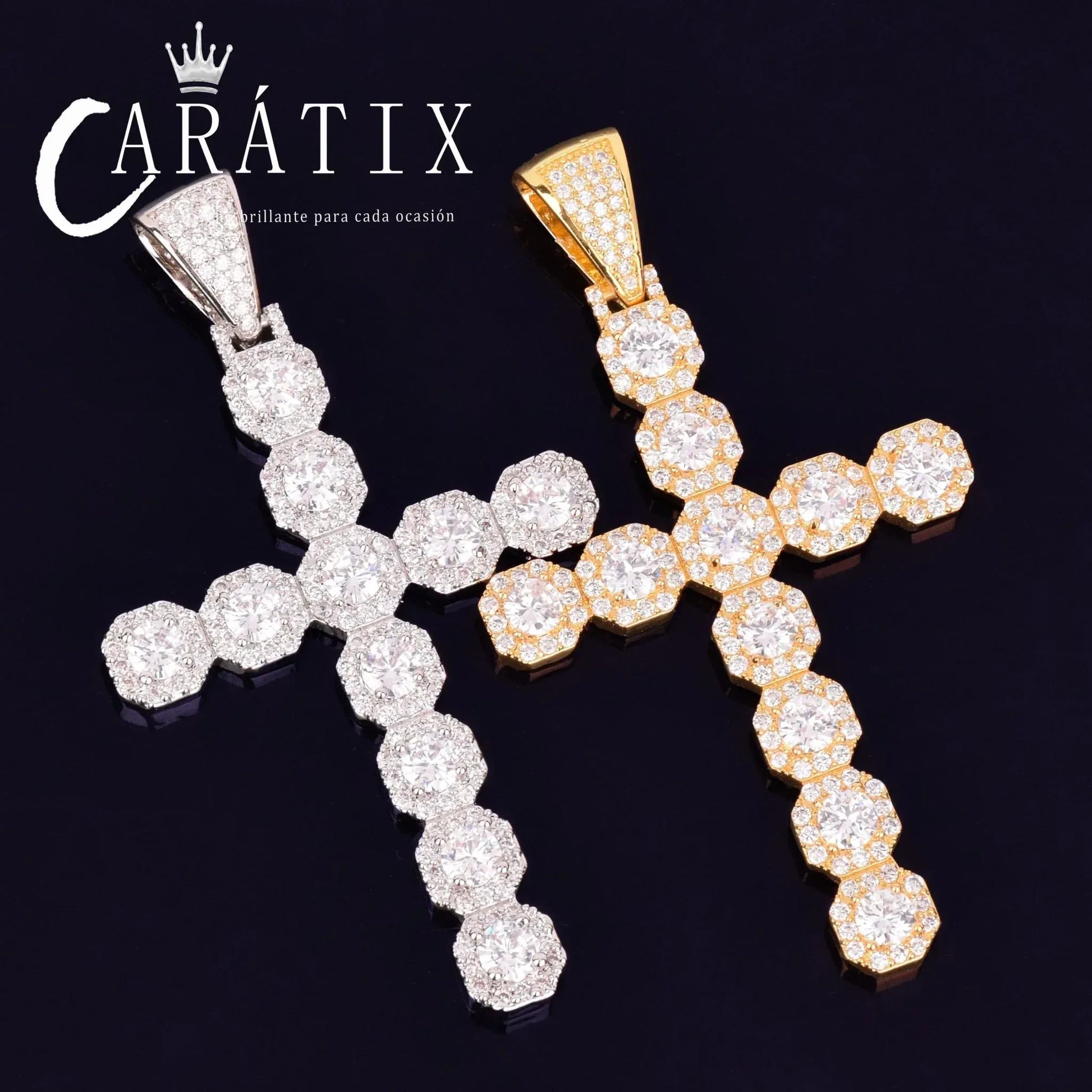 CARÁTIX Cross Pendant Necklace – Golden CZ Hip Hop Jewelry - CaratixJewelry